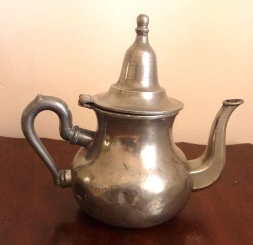 Antique Marked Pewter Kettle. Please note repairs. Still a very nice item.  19cm high.