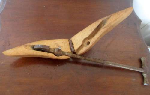 Vintage Wooden Shoe Stretcher Wood with Metal Twist Handle. Rustic look.