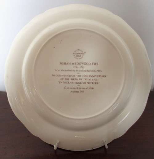 1980 Josiah Wedgwood (1730-1795) 250th Birthday Commemorative Plate. Limited Edition No: 747/3000.