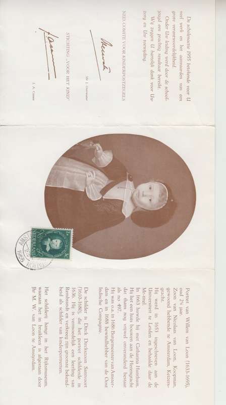 1955 3c Stamp Willem van Loon. Numbered issue.