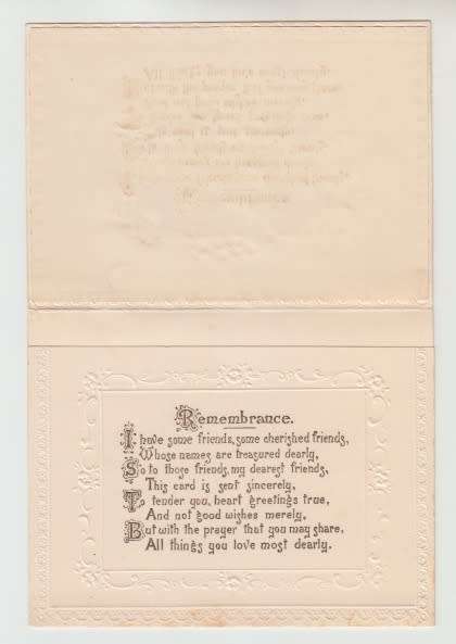 Antique Personalised Embossed Christmas Card. Gold lettering Message/Poem inside. Unused. Smart.