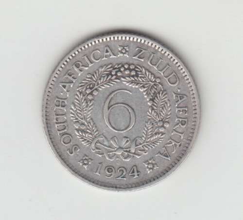 1924 South Africa Silver SixPence XF