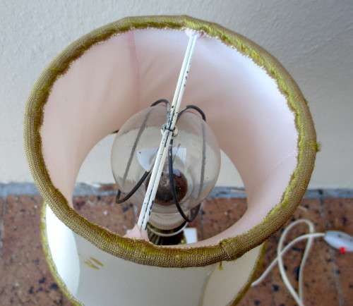 Vintage Marble and Brass Table Lamp with Original Shade. 42cm high.