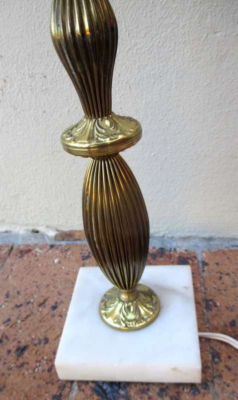 Vintage Marble and Brass Table Lamp with Original Shade. 42cm high.