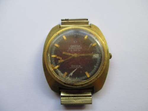 Vintage OMEGA Electronice 300HZ Geneve Cronometer.  Not working. Watch Face. Omega Mark on Dial.