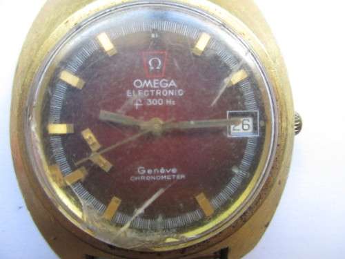 Vintage OMEGA Electronice 300HZ Geneve Cronometer.  Not working. Watch Face. Omega Mark on Dial.