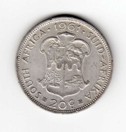 1961 South Africa 20 Cent Coins