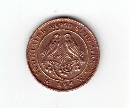 1950 South Africa Union Quarter Penny Coin
