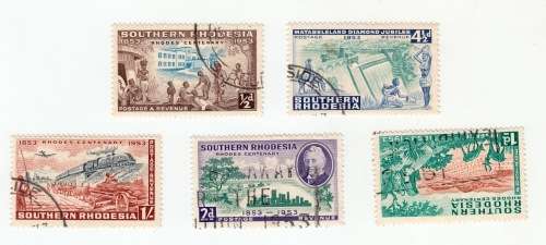 1953 Southern Rhodesia Centenery Set of 5 used Stamps