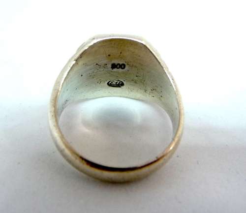 Monogram Ring - Custom Initial Silver Signet Ring Vintage Unisex Size O, 17.34mm diameter 10g