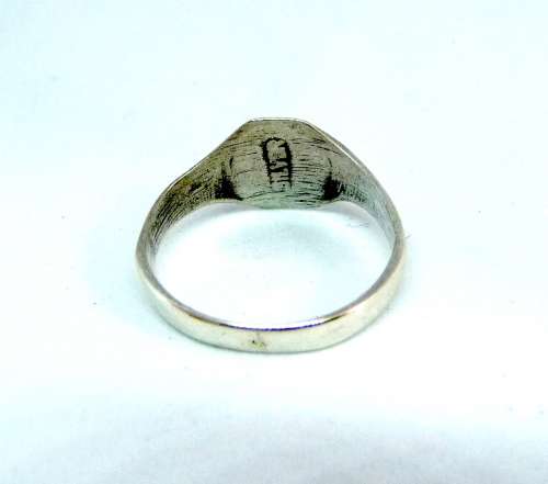 Vintage Initial Silver Pentagon Signet Ring  Size L, 16.1mm diameter 1.5g