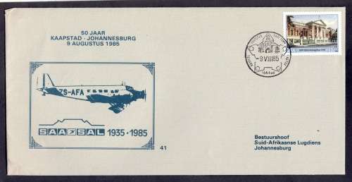 SA AIRWAYS 50 Years JHB - Cape Town FLIGHT COVER 41 Afrikaans