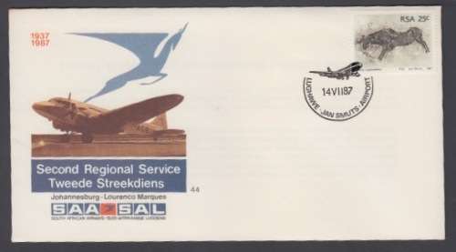 SA Airways 1987 Cover 44 First Regional Service JHB - LM with Captain Signature, printed.