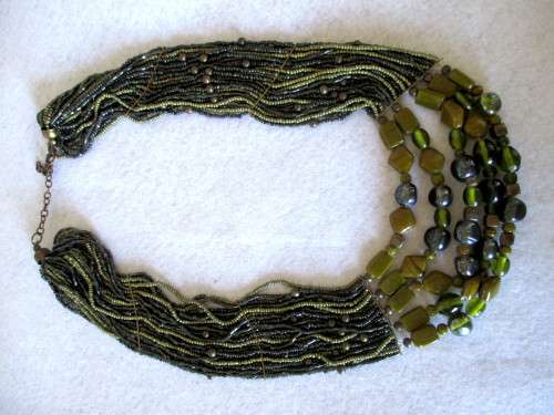 Unusual Beaded Multi-Strand Long Ethnic Necklace. 30 strings. 60 cm Gorgeous