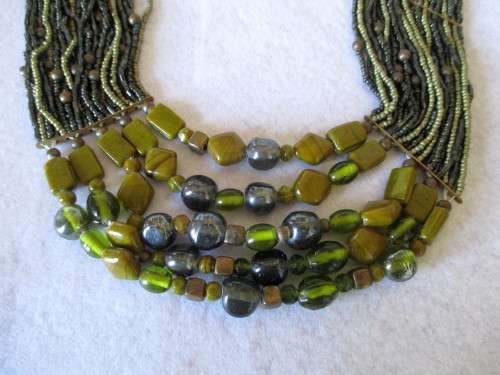 Unusual Beaded Multi-Strand Long Ethnic Necklace. 30 strings. 60 cm Gorgeous