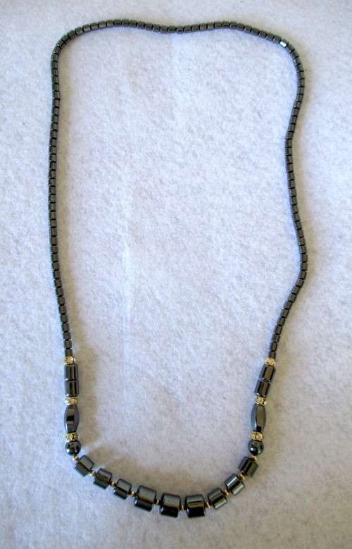 Vintage Long Hematite Necklace. 72cm.