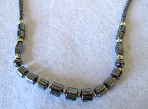 Vintage Long Hematite Necklace. 72cm.