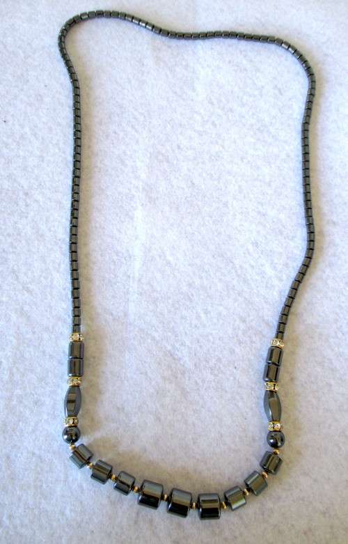 Vintage Long Hematite Necklace. 72cm.