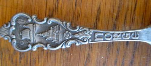 Vintage Pewter Norwegian Norge Viking, Tinn H.S Souvenir Spoon, Monogrammed. Collectors Item. 15cm.
