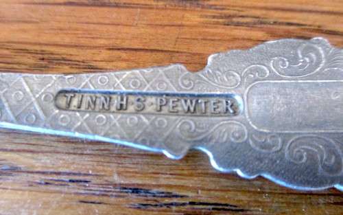 Vintage Pewter Norwegian Norge Viking, Tinn H.S Souvenir Spoon, Monogrammed. Collectors Item. 15cm.
