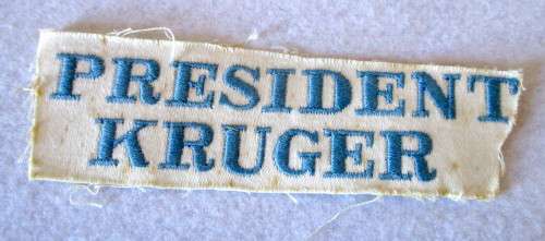 President Kruger Military Navy Cloth Badge