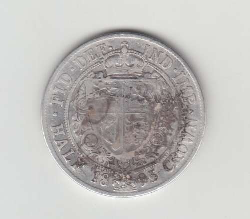1895 Queen Victoria British Silver `Widow Head` Half Crown