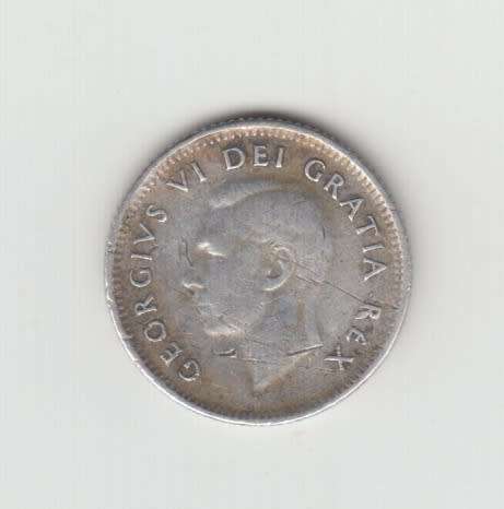 1950 George VI Canadian Silver `Dime` 10 Cents