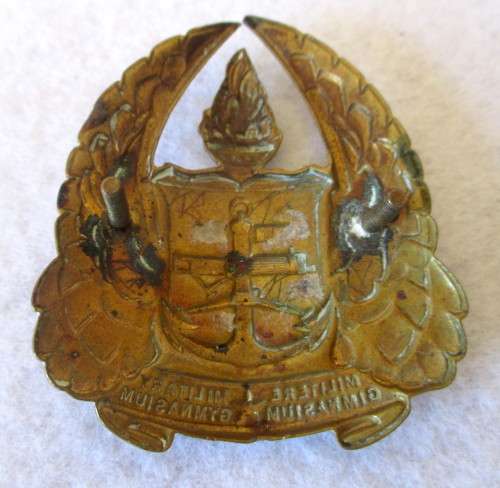 South Africa Military Gymnasium 1950-1967 Brass Other Ranks` metal cap badge 5cm