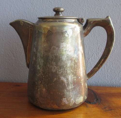 Vintage Hotel Elizabeth Sea Point Coffee Pot. Eton Silver Plate ParamountHard Soldered. 13cm high.