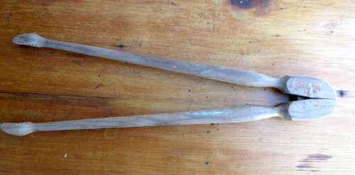 Vintage French Wooden Gherkin Tongs, Stamped `Monture Deposee` 30cm