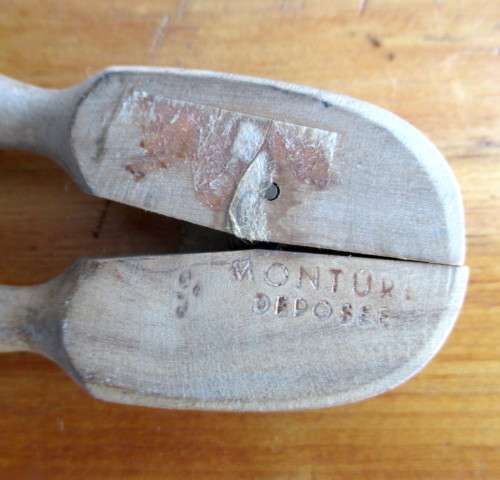 Vintage French Wooden Gherkin Tongs, Stamped `Monture Deposee` 30cm