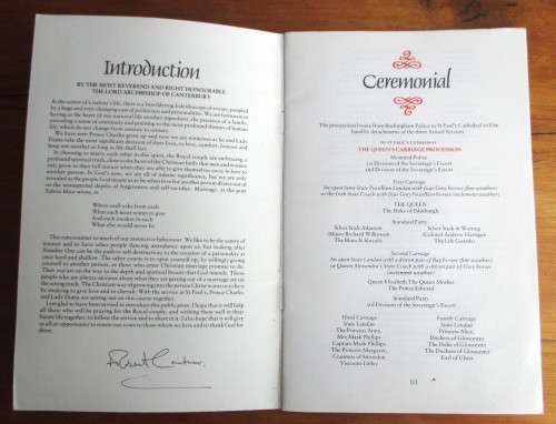 1981 Official Programme for the Royal Marraige. 25 pages with photos.