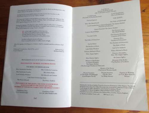 1981 Official Programme for the Royal Marraige. 25 pages with photos.