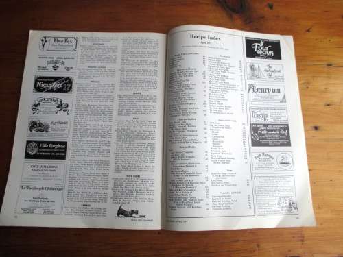 April 1977 Gourmet Magazine of Good Living. 124 pages. Photos and Recipies. Vintage.