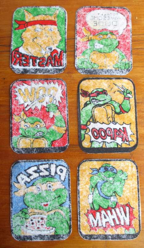 Lot of 6 Vintage Ninja Turtle Iron on Badges. 9X7cm each.