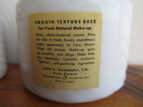 2 X VINTAGE WOODBURY COSMETIC JARS - MILK GLASS. ONE STILL UNOPENED.