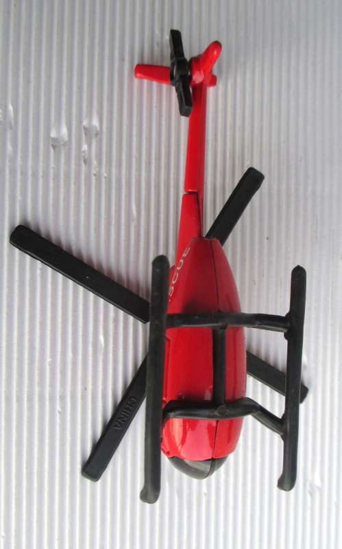 Unbranded Diecast Rescue Helicopter Red. 10cm from head to tail.