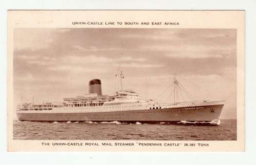 Vintage Post Card. Union-Castle Royal Mail Steamer `Pendennis Castle.