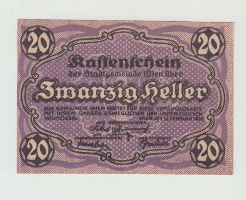 1920 20 Heller Notgeld.