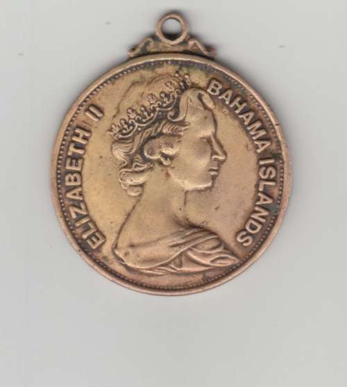 One Dollar 1971 ElizabethII Bahama Island Coin Medallion. 45mm diameter.