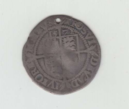 1572 Elizabeth I Silver Sixpence. Pierced.