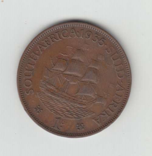 1935 South African Bronze One Penny