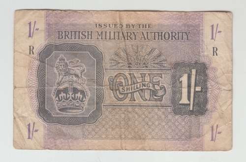 1943 WWII British Military Authority One Shilling Note