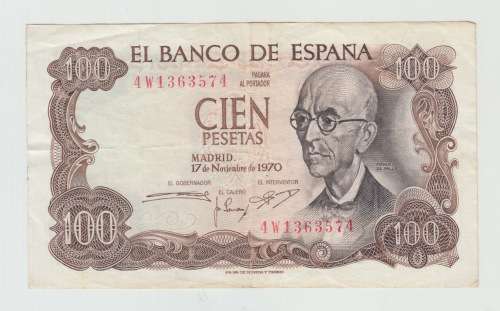 1970 El Banco De Espana 100 Note