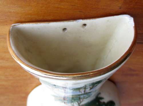 Vintage Prcelain Hand Painted Wall Pocket Flower Vase. 120mm. Chips on rim, not seen when on wall.