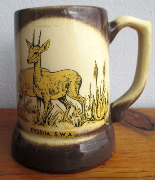Vintage Etosha S.W.A. Beer Tankard. Glazed. Excellent Condition. 115mm high