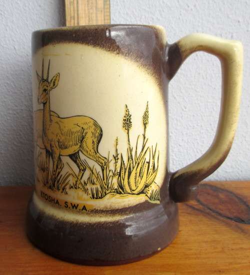Vintage Etosha S.W.A. Beer Tankard. Glazed. Excellent Condition. 115mm high