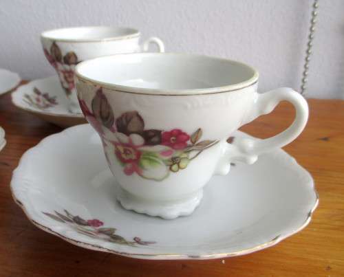 Lot of Five Mini Porcelain Cups and Saucers. Delicate for a little Princess tea party.