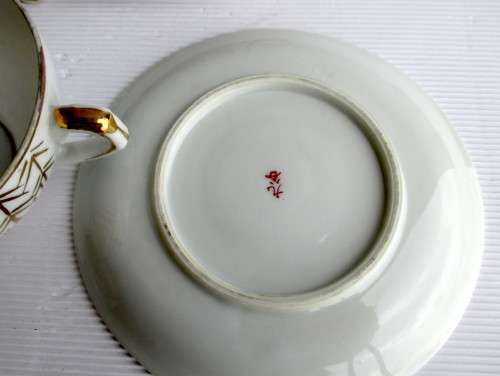 BEAUTIFUL ORIENTAL EGG SHELL PORCELAIN TRIO-GEISHA GIRL LITHOPHANE
