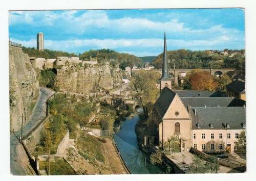 Vintage Postcard - Luxemboutg. The Bastion of the Bock and St John`s Chuch in Grund.